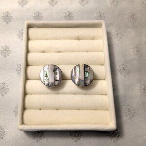 Vintage TAXCO Mexican Sterling Cufflinks with Abalone